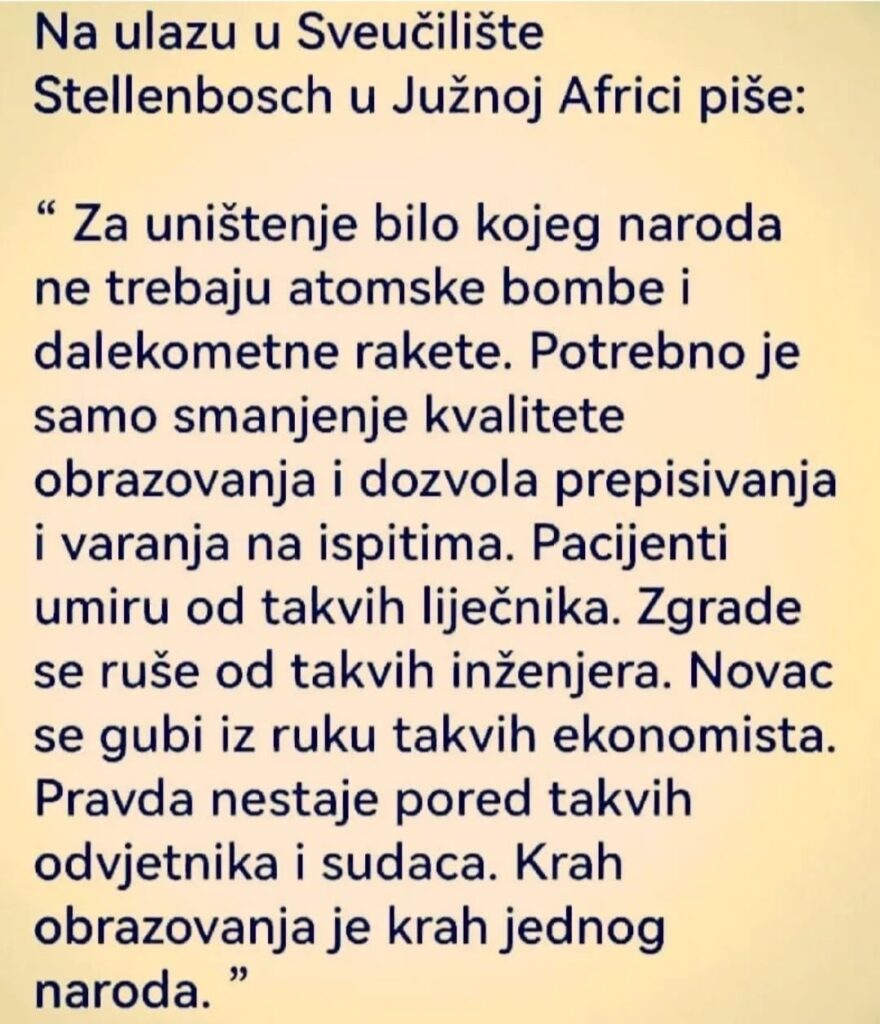Na ulazu u Sveučilište Stellenbosch piše…